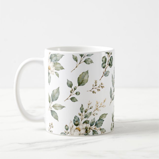 Elegant Botanical Eucalyptus Mug (Left)