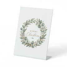 Elegant Botanical Eucalyptus Pedestal Sign
