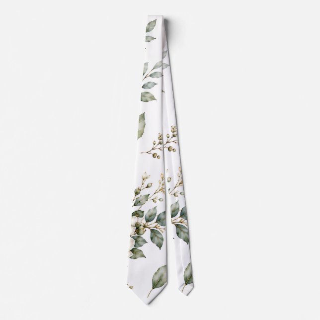 Elegant Botanical Eucalyptus Tie (Front)