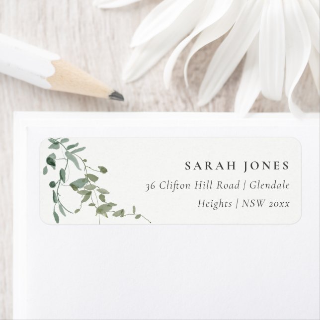 Elegant Botanical Eucalyptus Watercolor Address (Insitu)