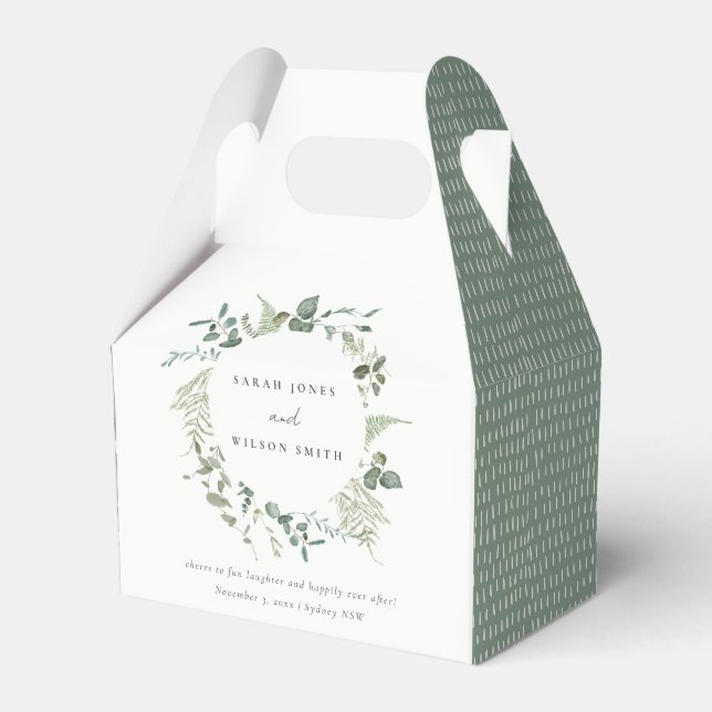 Elegant Botanical Eucalyptus Watercolor Wedding Favor Box (Front Side)