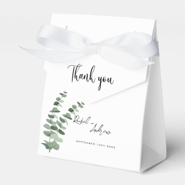 Elegant Botanical Eucalyptus watercolor Wedding  Favor Box (Front Side)