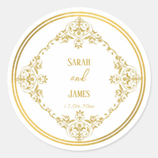 Elegant Botanical Faux Gold Wedding  Sticker 