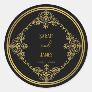 Elegant Botanical Faux Gold Wedding  Sticker 