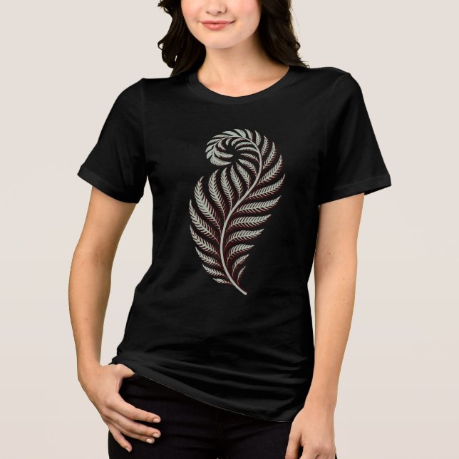 Elegant Botanical Feather Leaf Tri-Blend Shirt (Front)