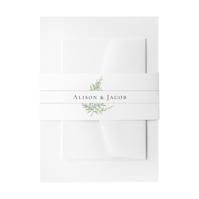 Elegant Botanical Fern Floral Wedding Invitation Invitation Belly Band (Front Example)