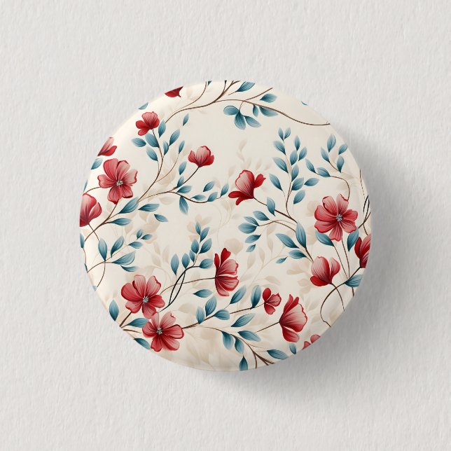 Elegant Botanical Floral Branch 1 Inch Round Button (Front)