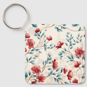Elegant Botanical Floral Branch Keychain