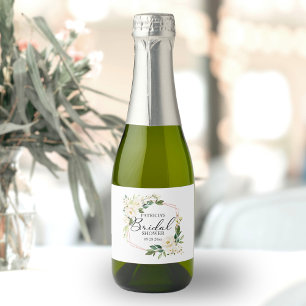 Elegant Botanical Floral Bridal Shower   Sparkling Wine Label