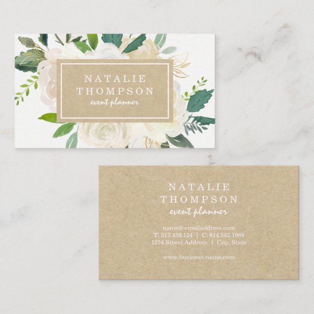 Elegant Botanical Floral Business Card (Front/Back)