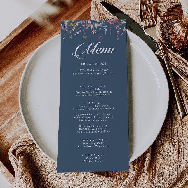 Elegant Botanical Floral Calligraphy Wedding Menu (Creator Uploaded)