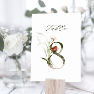 Elegant Botanical Floral Number 8,  Table Number