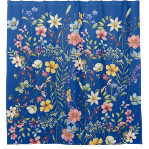 Elegant Botanical Floral On Cobalt Blue