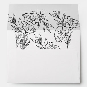 Elegant Botanical Floral Outline Envelope