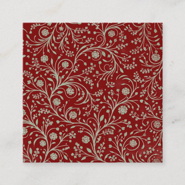 Elegant Botanical Floral Pattern – Minimal Nature  Square Business Card (Front)