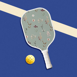 Elegant Botanical Floral Sage Green Pickleball Paddle
