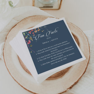 Elegant Botanical Floral Trivia Fun Facts Wedding Napkin