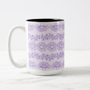 Elegant Botanical Floral Two-Tone Coffee Mug