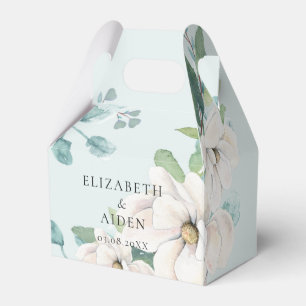 Elegant Botanical Floral Watercolor Wedding Blue Favor Box
