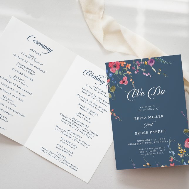 Elegant Botanical Floral We Do Folded Wedding Program (Creator Uploaded)