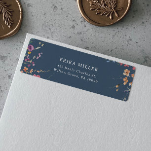Elegant Botanical Floral Wedding Address Return