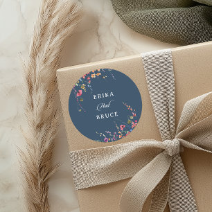 Elegant Botanical Floral Wedding  Classic Round Sticker