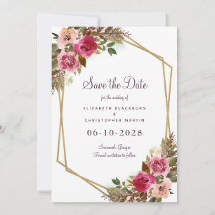 Elegant Botanical Floral Wedding Greenery Purple   Save The Date