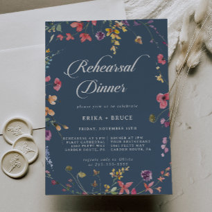 Elegant Botanical Floral Wedding Rehearsal Dinner Invitation