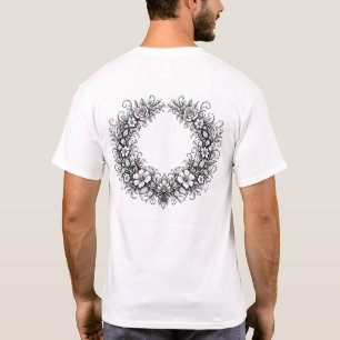 Elegant Botanical Floral Wreath Line Art T-Shirt