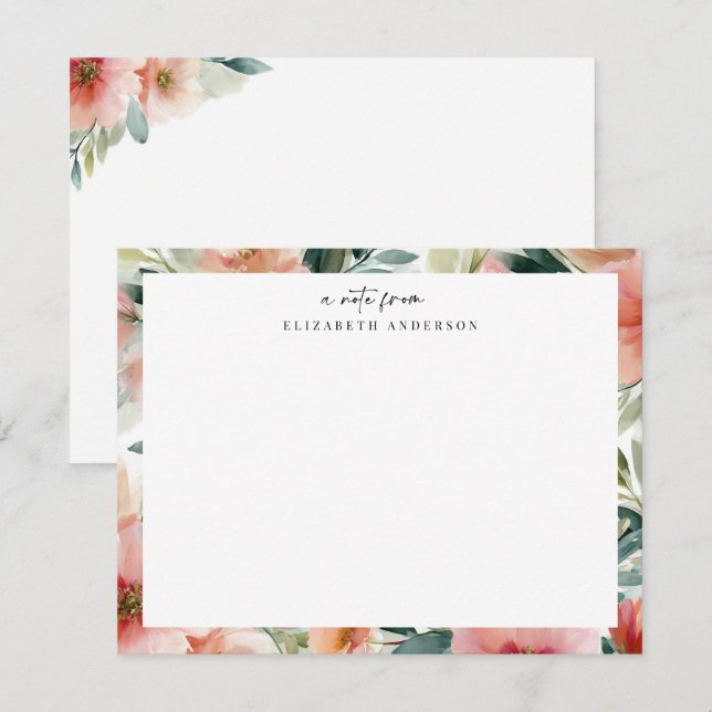 Elegant Botanical Flroal Frame Notecard (Front/Back)