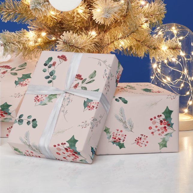Elegant Botanical Foliage Pastel  Wrapping Paper (Holidays)
