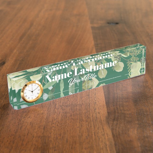 Elegant botanical frame leaves pastel nameplate (Side)