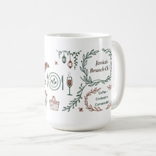 Elegant Botanical Garden Brunch Club Wreath Art Coffee Mug