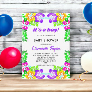 Elegant Botanical Garden Floral Boy Baby Shower Invitation