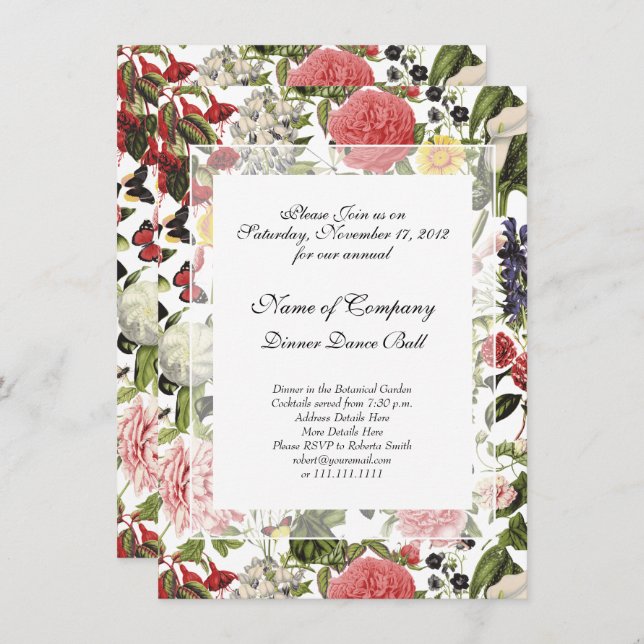 Elegant Botanical Garden Gala Dinner Dance Invitation (Front/Back)