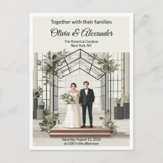 Elegant Botanical Garden Greenhouse Wedding Postcard