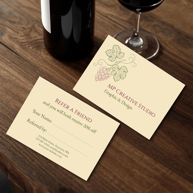 Elegant Botanical Grapevine Design Referral Card (Creator Uploaded)