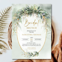 Elegant botanical green eucalyptus gold geometric