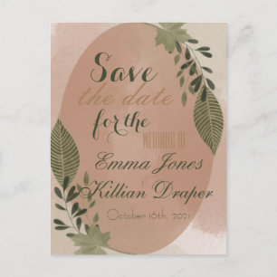 Elegant Botanical Greenery  Announcement Postcard