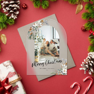 Elegant Botanical Greenery Arch Christmas Card Acrylic Invitations