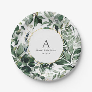 Elegant Botanical Greenery Bridal Brunch Paper Plate