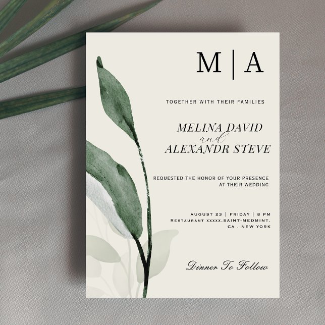Elegant botanical Greenery eucalyptus wedding  Invitation (Creator Uploaded)