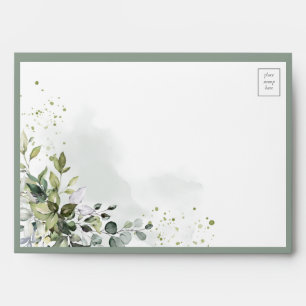Elegant Botanical Greenery Floral Watercolor Envel Envelope