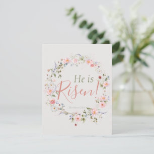 Elegant Botanical He is Risen Personalized Easter Holiday Card