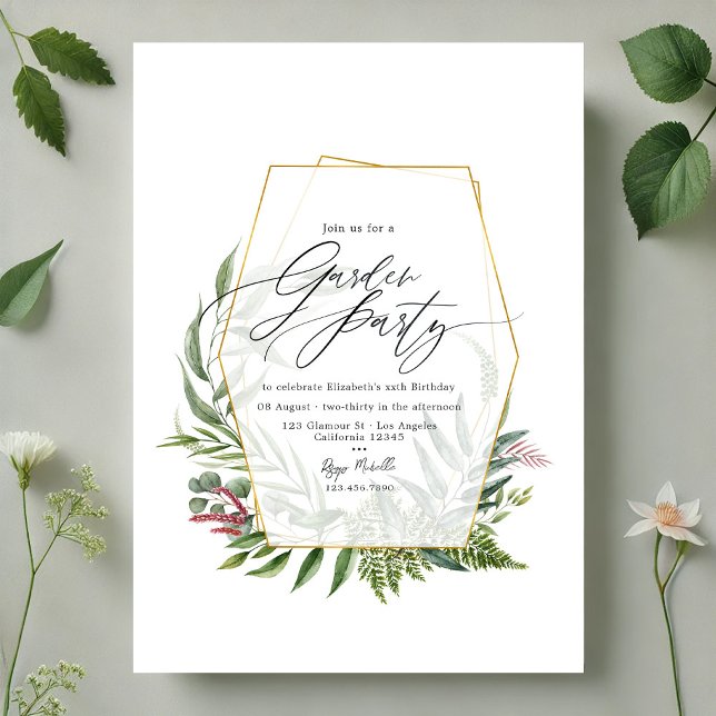 Elegant Botanical Herbarium Greenery Garden Party Invitation (Elegant Botanical Herbarium Greenery Garden Party Invitation)