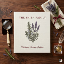 Elegant Botanical Lavender Heirloom Family Recipe 