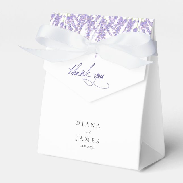 Elegant Botanical lavender Wedding thank you Favor Box (Front Side)
