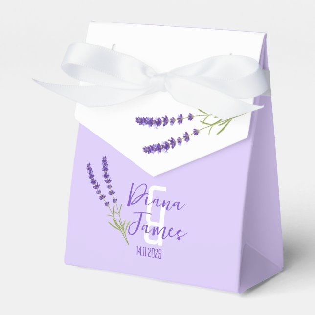 Elegant Botanical lavender Wedding thank you Favor Box (Front Side)