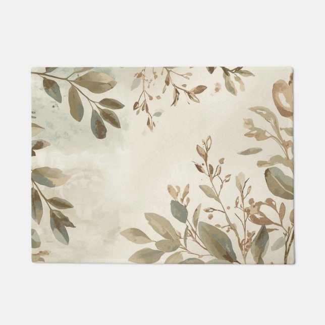 Elegant Botanical Leaf Area Rug (Front)