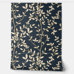 Elegant Botanical Leaf Branch Pattern Dark Navy Wallpaper<br><div class="desc">Add a touch of classic elegance to your home with this beautiful botanical wallpaper. Featuring delicate, trailing leafy branches, it brings a sophisticated and timeless, vintage-inspired feel to your space. It's an absolutely stunning choice for a romantic bedroom, a chic entryway, or dressing up a formal dining room, all while...</div>